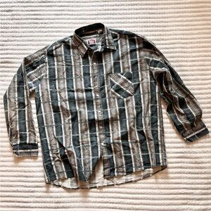 Vintage American Edition Plaid Button Down Shirt Mens XL USA Made 100% Cotton